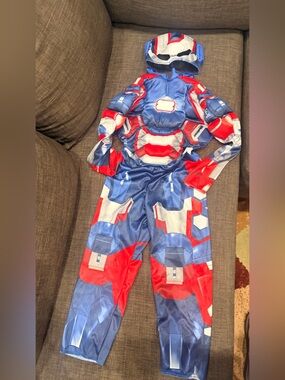 Iron Man 3 - Marvel Blue and Red Padded Superhero Costume with Hooded Mask